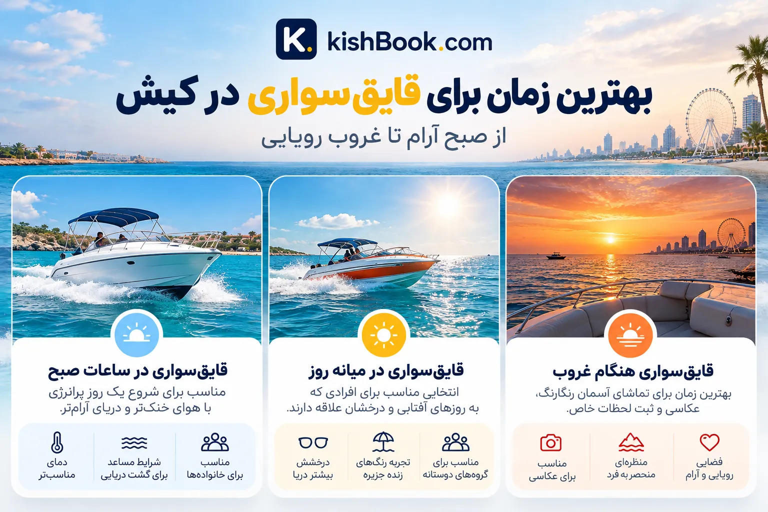 بهترین زمان برای قایق‌سواری در کیش